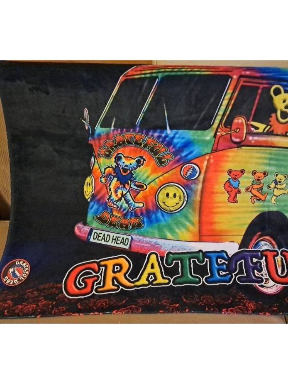 New Tie Dye Bear Skull Grateful Dead Beach Bath Pool Gift Towel Cotton Van Bus - Picture 2 of 3